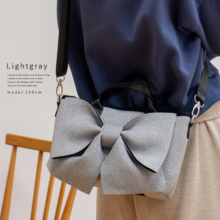 ライトグレー | ネオプレーン2wayリボンショルダーバッグ | Vita Felice