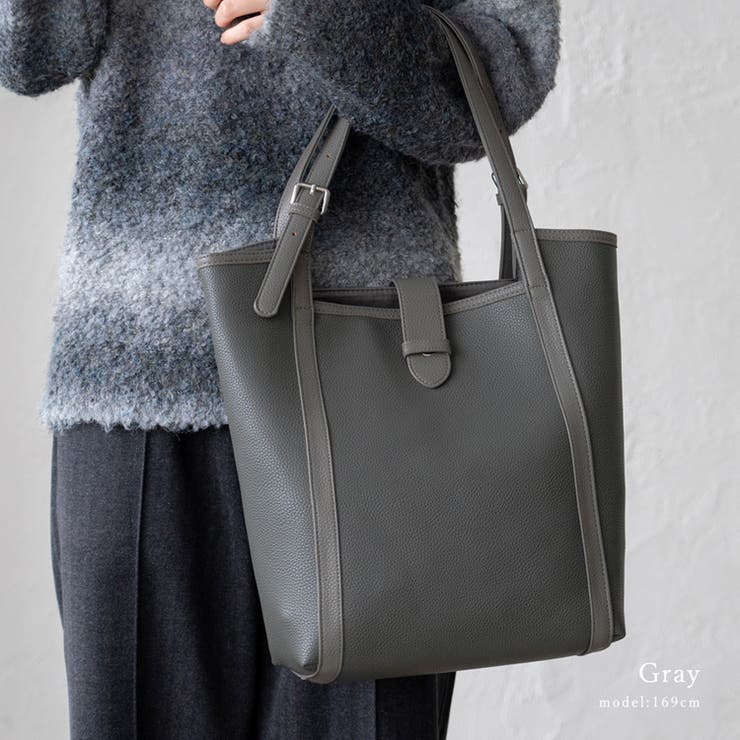 グレー | 縦長ハンドバッグバイカラー | Vita Felice