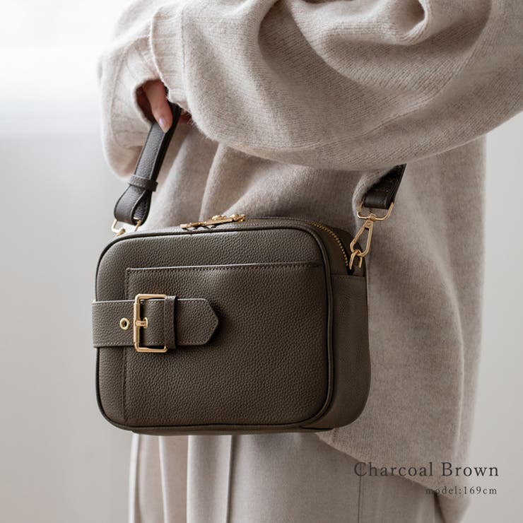 チャコールブラウン | 本牛革ポケットショルダーバッグ | Vita Felice