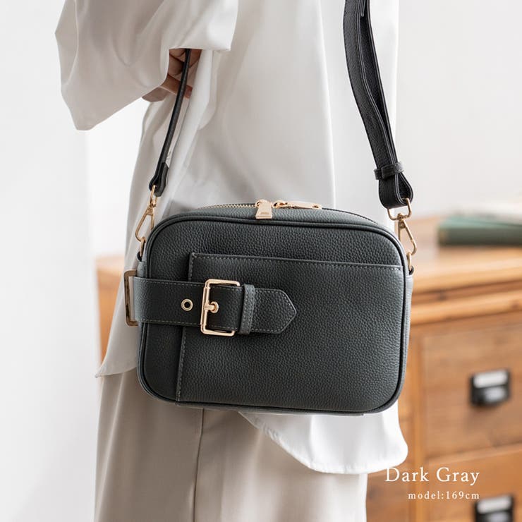 ダークグレー | 本牛革ポケットショルダーバッグ | Vita Felice