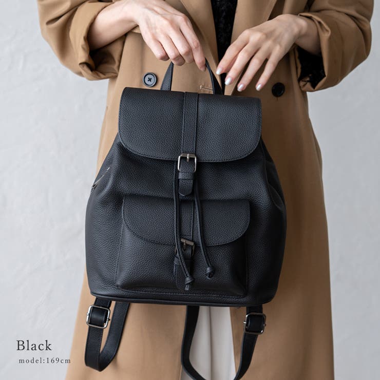 ブラック | 本牛革ミニリュックサック | Vita Felice