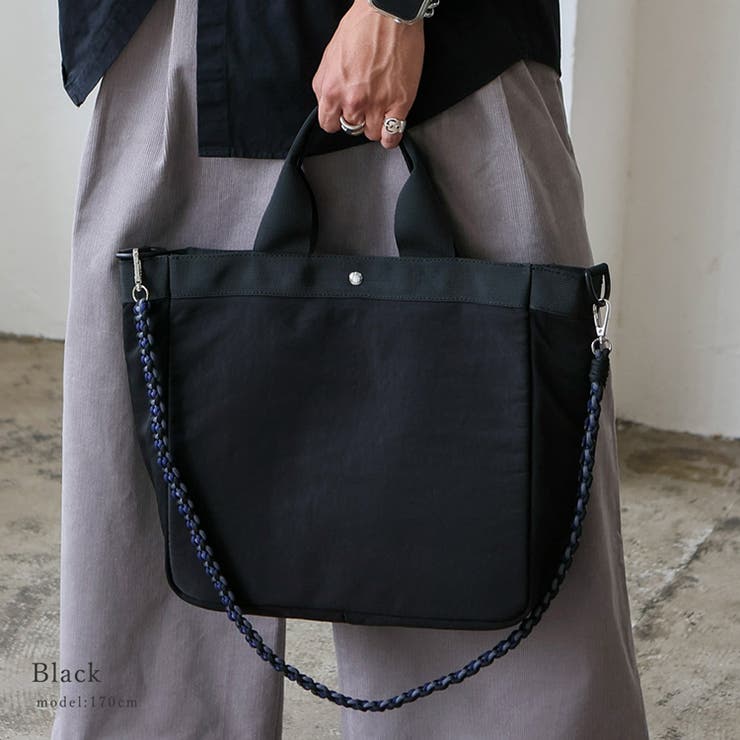 ブラック | ナイロントート編みショルダー付き | Vita Felice