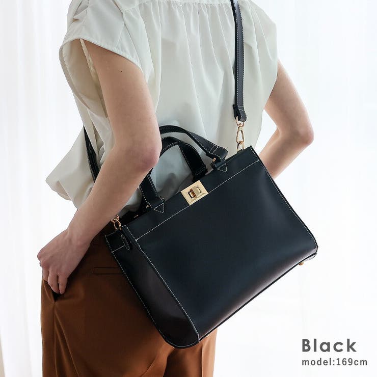 ブラック | スクエア2wayハンドバッグ | Vita Felice