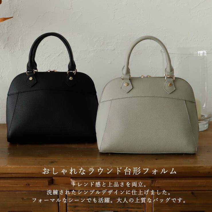 ラウンドファスナー本革2wayハンドバッグ[品番：VI000007611