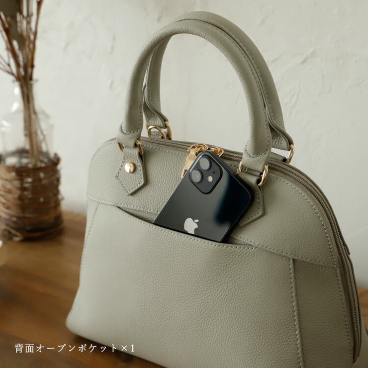 ラウンドファスナー本革2wayハンドバッグ[品番：VI000007611