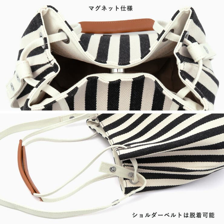 ストライプ柄キャンバス2wayミニバッグ[品番：VI000007707