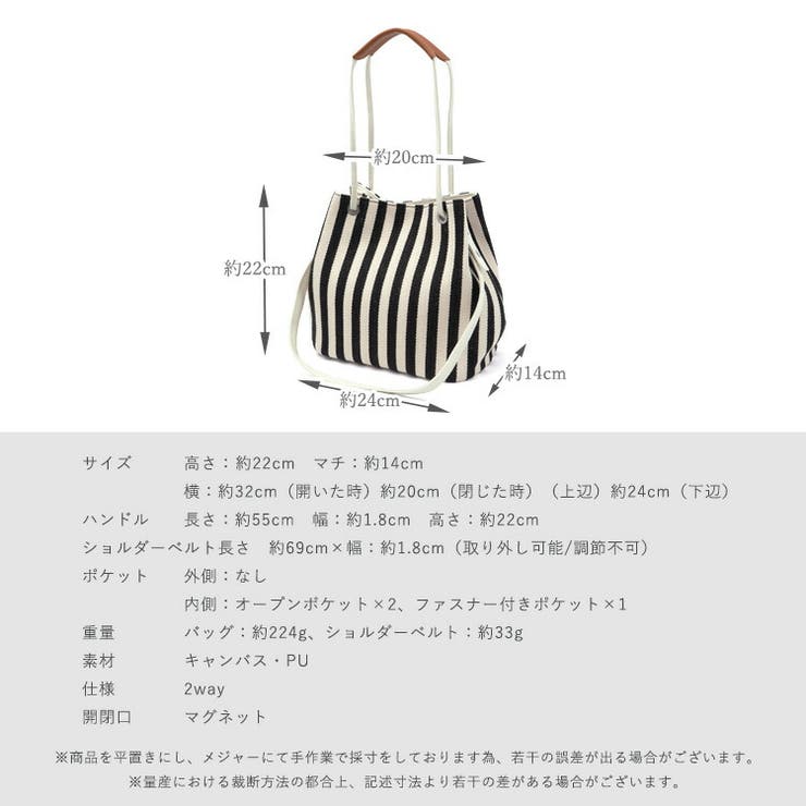 ストライプ柄キャンバス2wayミニバッグ[品番：VI000007707