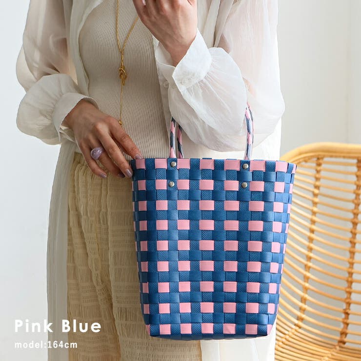 ピンクブルー | スクエアメルカドミニバッグ | Vita Felice