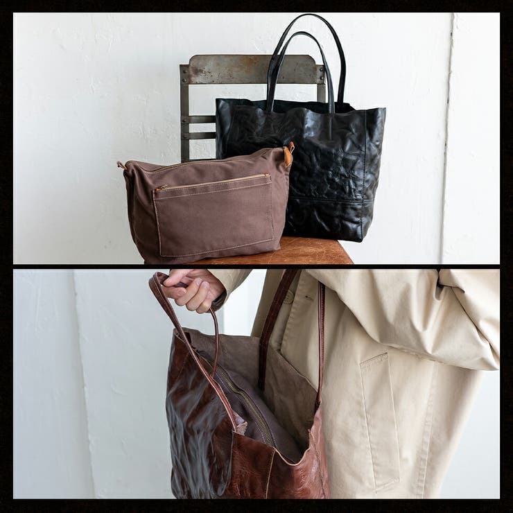 ポーチ付きヴィンテージレザートートバッグ | Vita Felice | 詳細画像3 