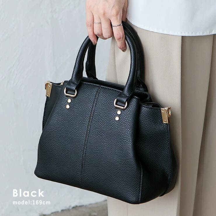 ブラック | サイドタック2WAYハンドバッグ | Vita Felice