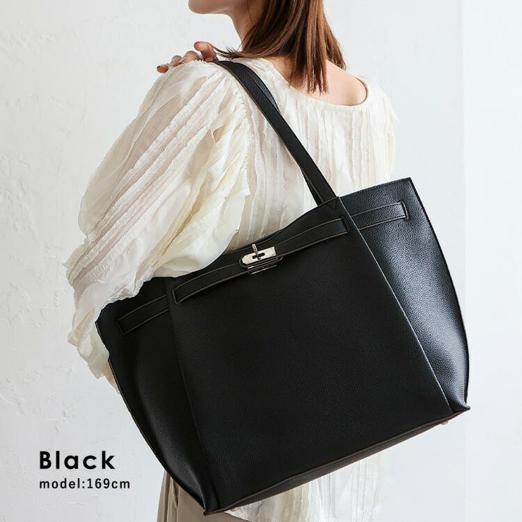 ブラック | ロングハンドルトートバッグ | Vita Felice