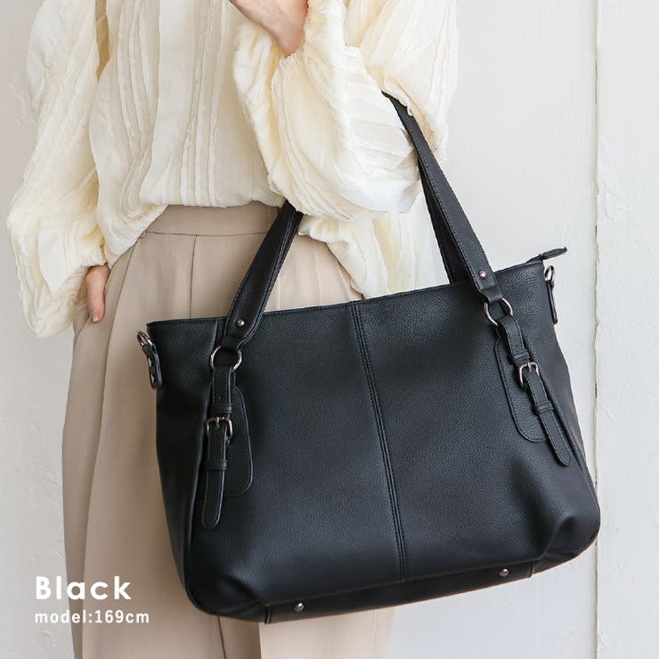 ブラック | ベルトハンドル2wayトートバッグ | Vita Felice