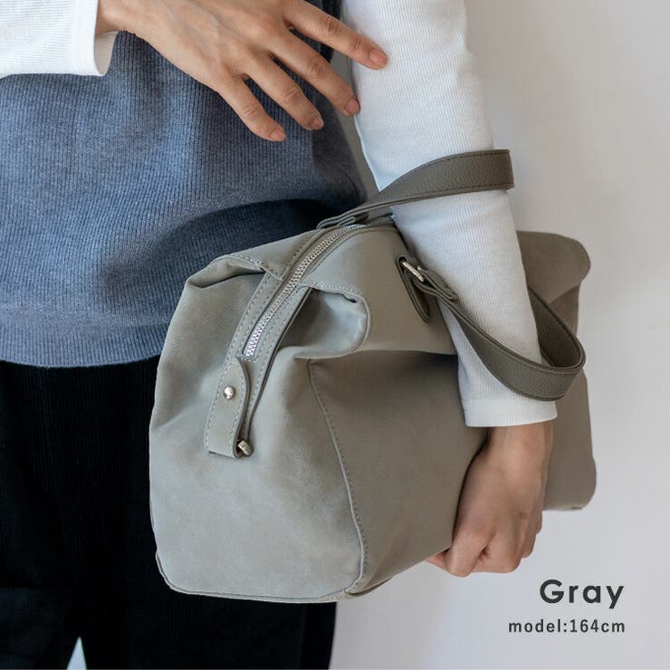 グレー | スウェード調スクエアボストンバッグ | Vita Felice
