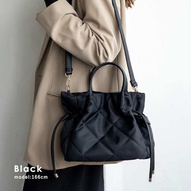 ブラック | 巾着2WAYハンドバッグ | Vita Felice