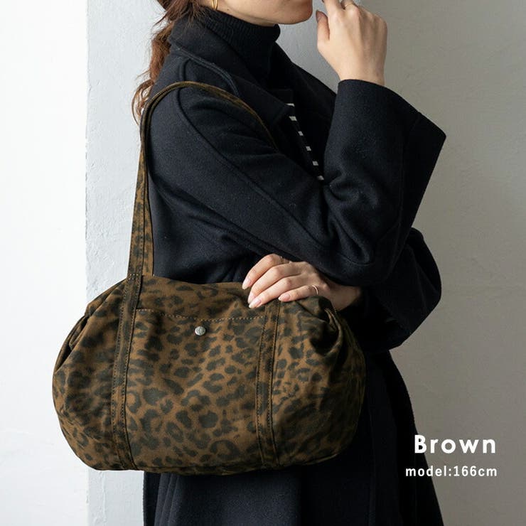 ブラウン | レオパードオーバルトートバッグ | Vita Felice