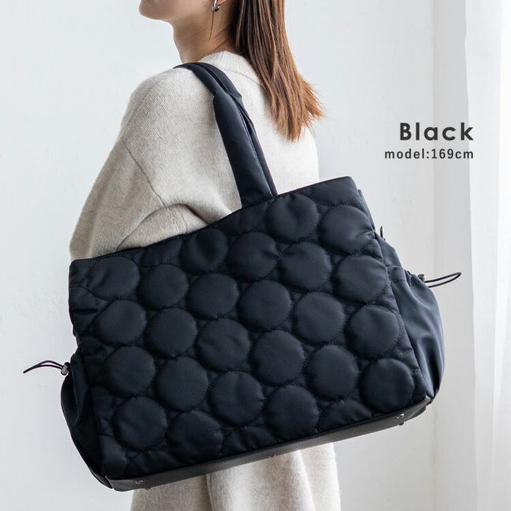 ブラック | ドットキルティング2way3ルームバッグ | Vita Felice
