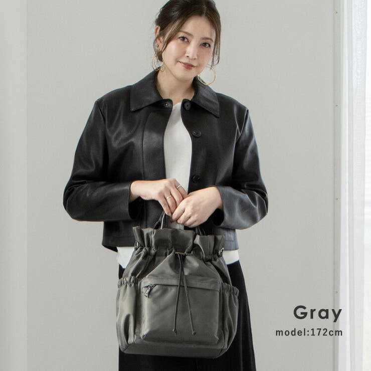 グレー | 【片瀬那奈さんコラボ】3WAYナイロン巾着バッグ | Vita Felice