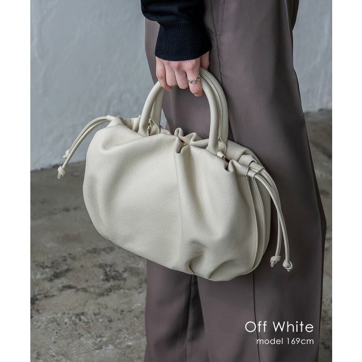 オフホワイト | 本革巾着2WAYバッグ | Vita Felice