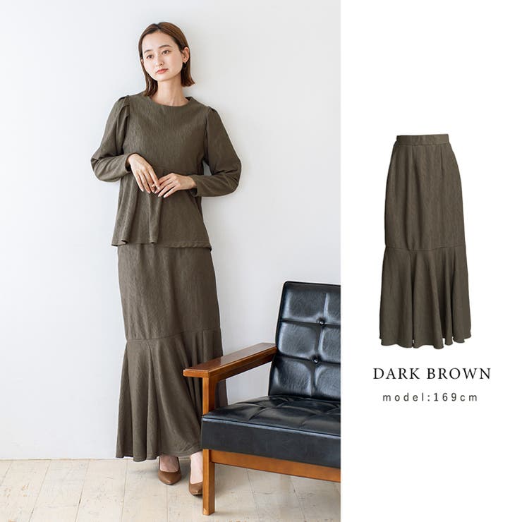 【★完売必至★】ELISABETTA FRANCHI ☆ ダブルクレープスカート ブリスタークレープマーメイドスカート【セットアップ可能
