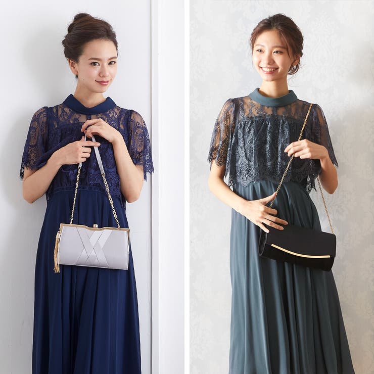 半袖レースフレアパーティーミモレ丈ドレスワンピース | Vita Felice | 詳細画像2 