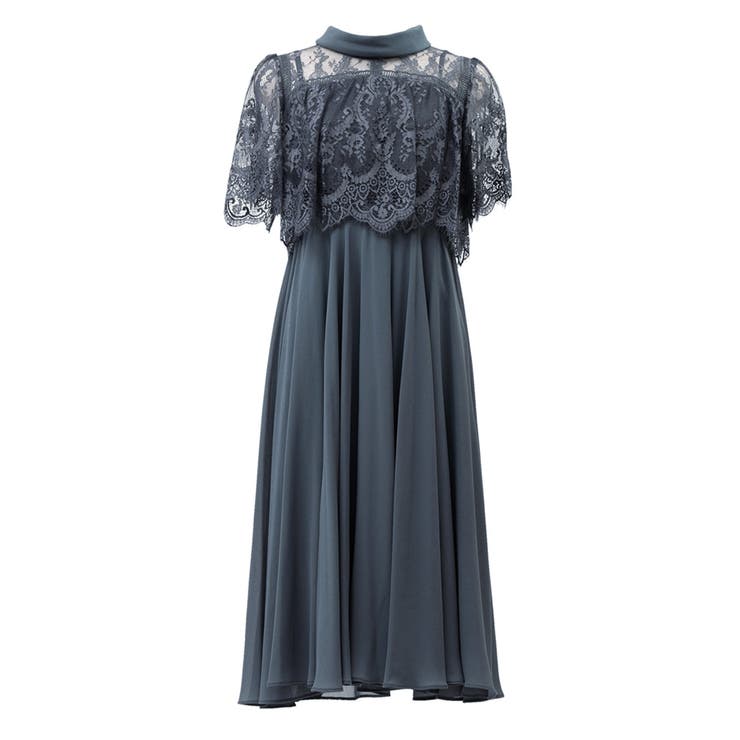 TADASHI SHOJI フレア半袖ミモレ丈レースワンピース ティアード 1701853140-084133_s.jpg