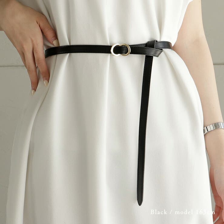 ブラック | ダブルリング ホールレスナローベルト | Vita Felice
