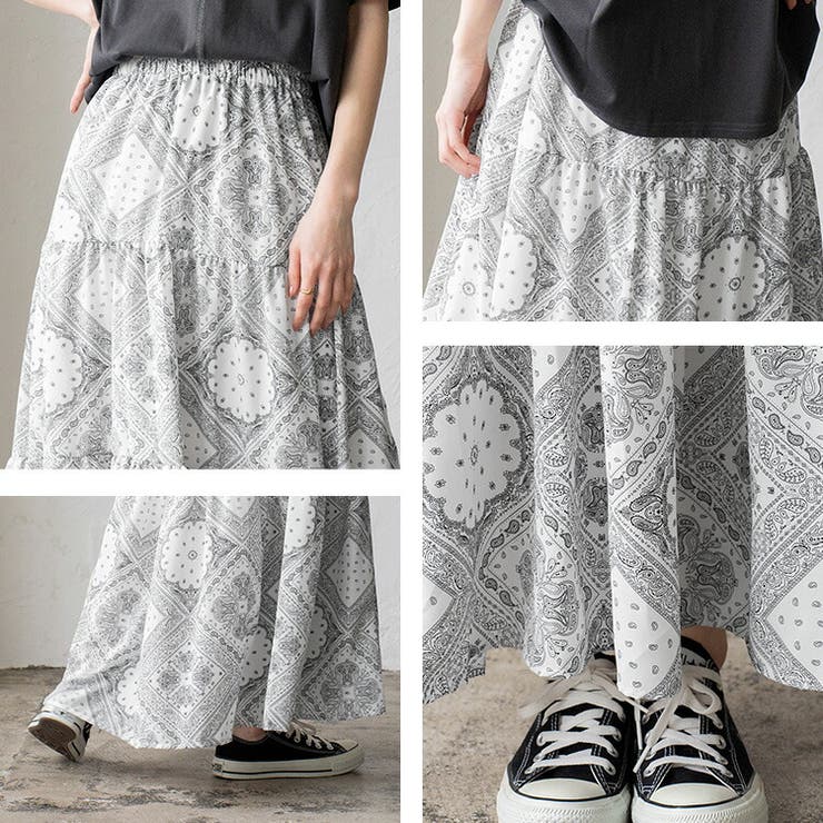 ペイズリー柄ティアードロングスカート | Vita Felice | 詳細画像6 