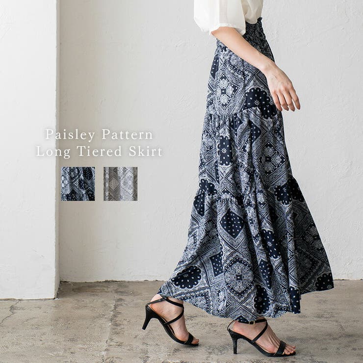 ペイズリー柄ティアードロングスカート | Vita Felice | 詳細画像1 