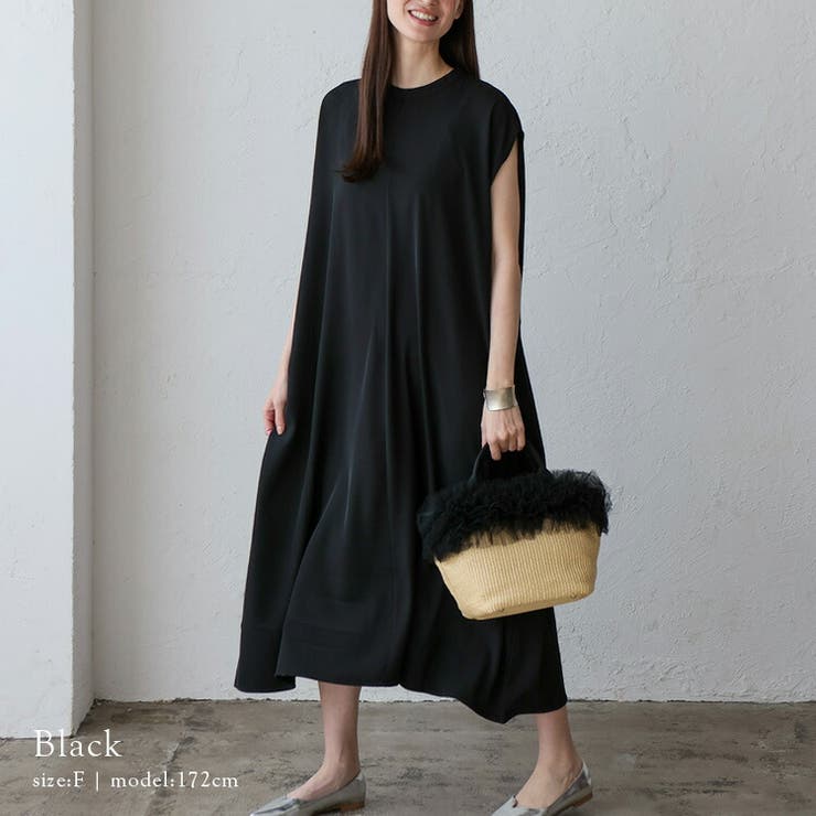 ブラック | フレンチスリーブマキシワンピース | Vita Felice
