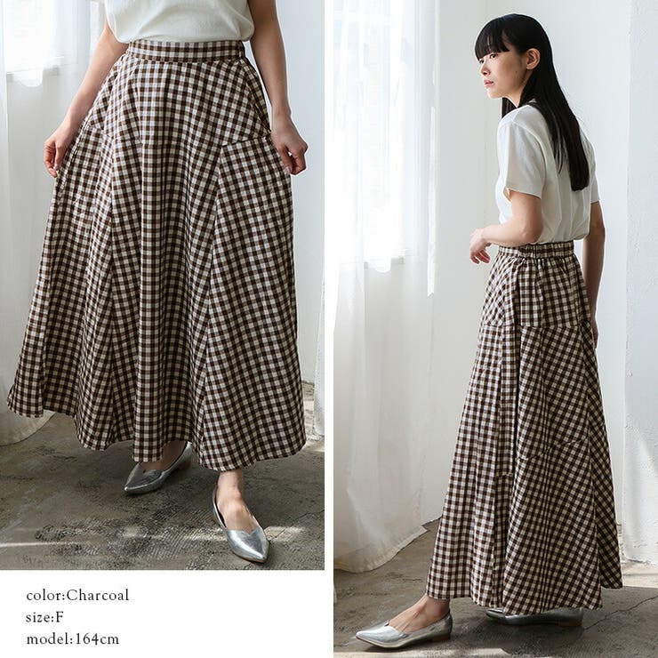 ギンガムチェックフレアマキシスカート | Vita Felice | 詳細画像8 