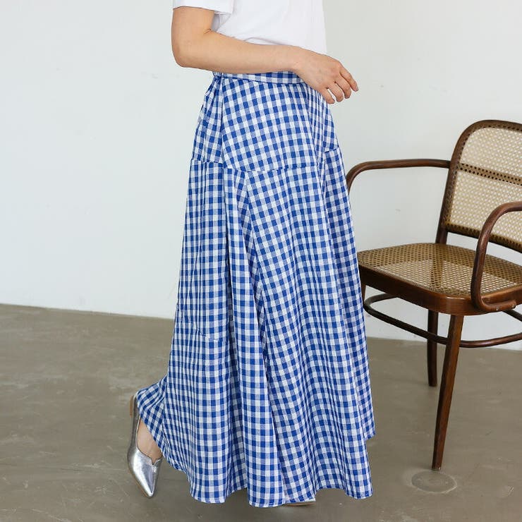ギンガムチェックフレアマキシスカート | Vita Felice | 詳細画像12 