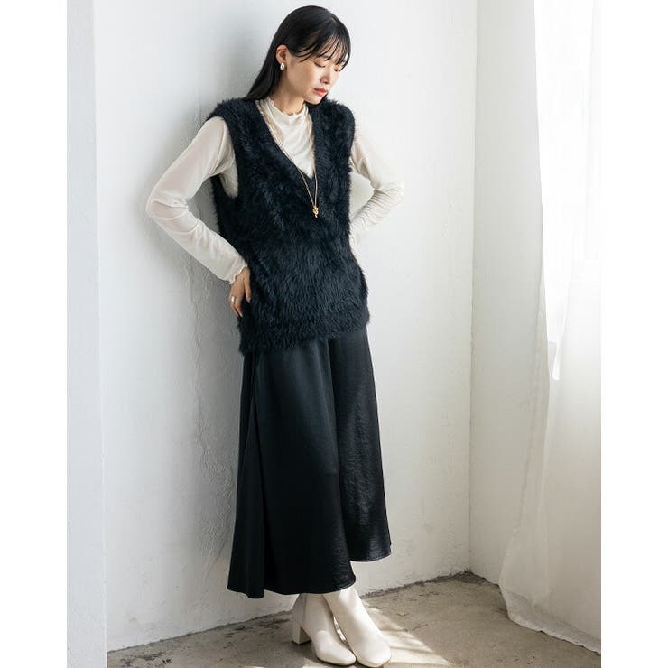 フェザーヤーンVネックニットベスト | Vita Felice | 詳細画像7 