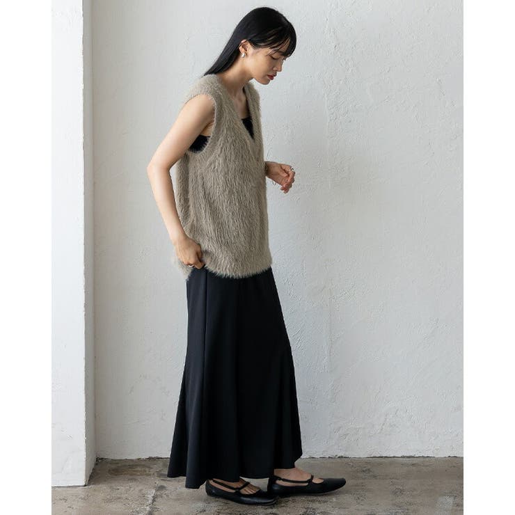 フェザーヤーンVネックニットベスト | Vita Felice | 詳細画像13 