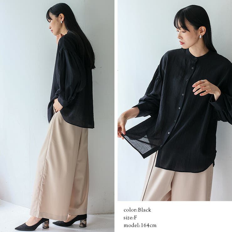 バンドカラーボリュームスリーブブラウス | Vita Felice | 詳細画像6 