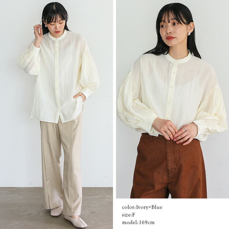 バンドカラーボリュームスリーブブラウス | Vita Felice | 詳細画像12 