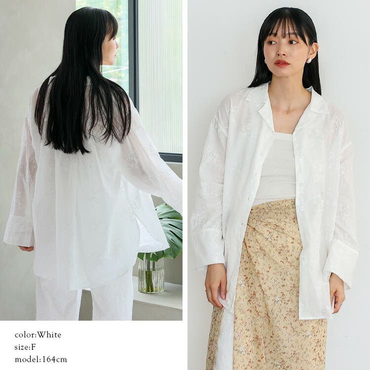 コットンフラワーエンブロイダリーレースシャツ | Vita Felice | 詳細画像10 