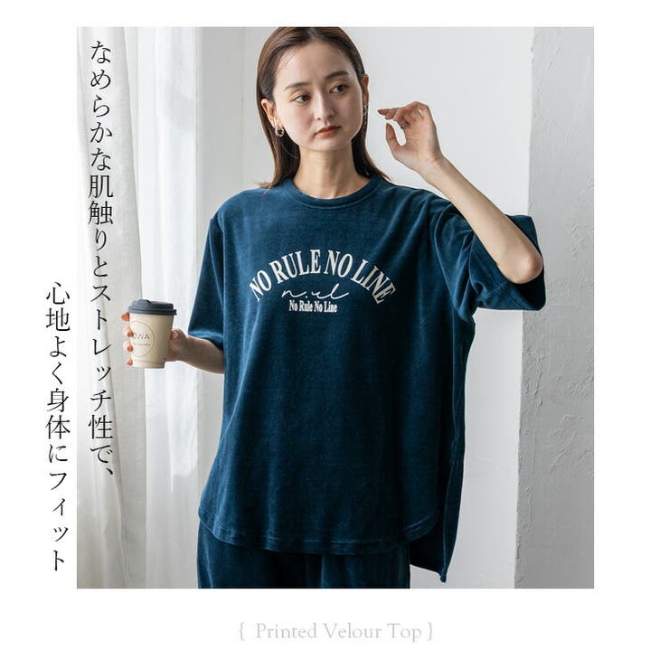 【No Rule No Line】プリントベロアトップス | Vita Felice | 詳細画像4 