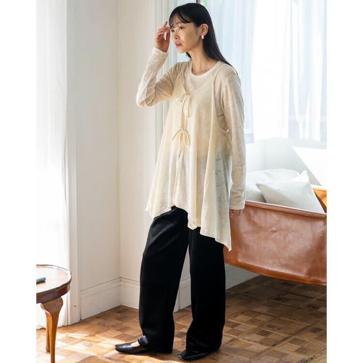 クラッシュベロア2WAYリボンキャミソール | Vita Felice | 詳細画像14 