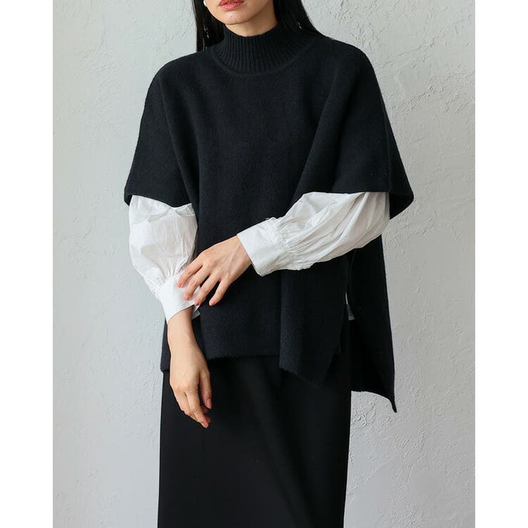 【カシミヤ100%】セオリー ポンチョ風 タートルネックニット オフ白 タートルネックニットポンチョ[品番：VI000007845]｜Vita Felice