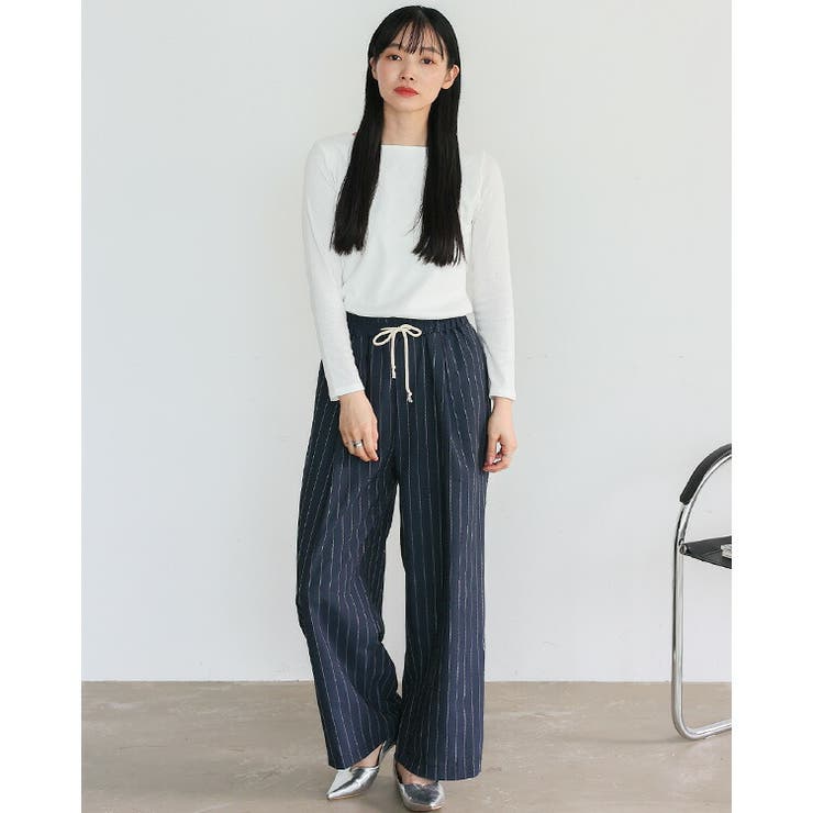 リネンライクストライプイージーパンツ | Vita Felice | 詳細画像7 