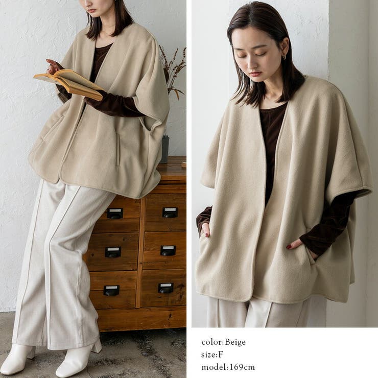 微起毛ノーカラーポンチョ | Vita Felice | 詳細画像12 