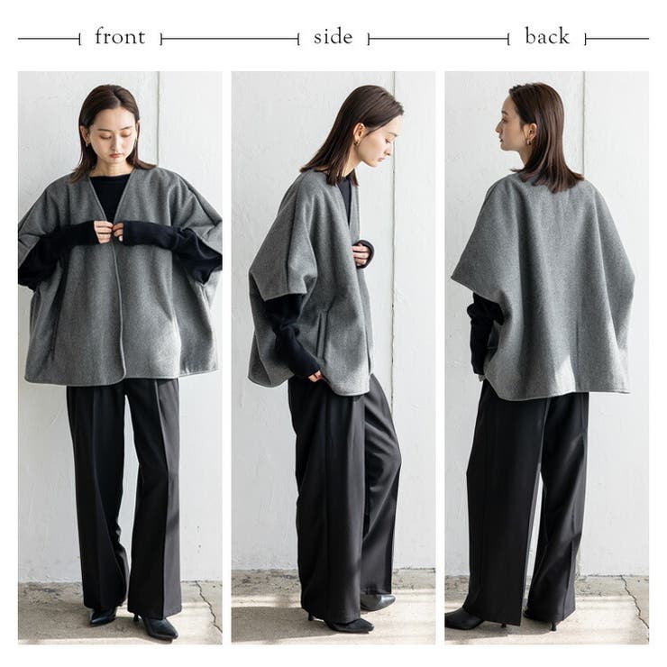 微起毛ノーカラーポンチョ | Vita Felice | 詳細画像15 