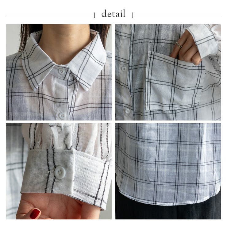 チェック柄シアールーズシャツ | Vita Felice | 詳細画像14 