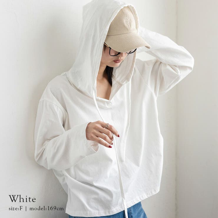 ホワイト | フード付きオーバーサイズトップス | Vita Felice