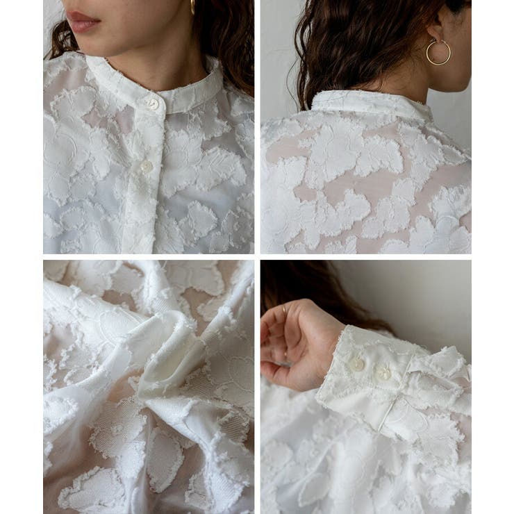 フラワージャガードシアーオーバーシャツ | Vita Felice | 詳細画像16 