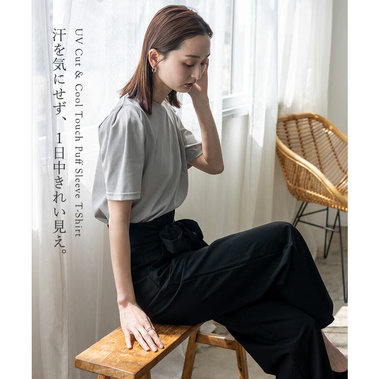 UVカット＆接触冷感パフスリーブ半袖Tシャツ | Vita Felice | 詳細画像2 