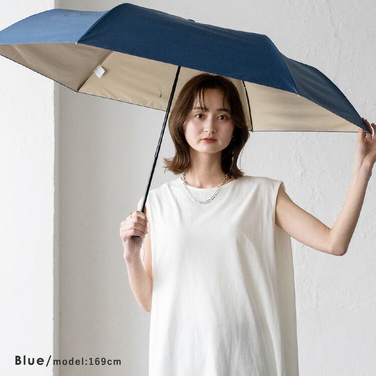 ブルー | インナーカラー晴雨兼用折りたたみ傘（親骨60cm） | Vita Felice