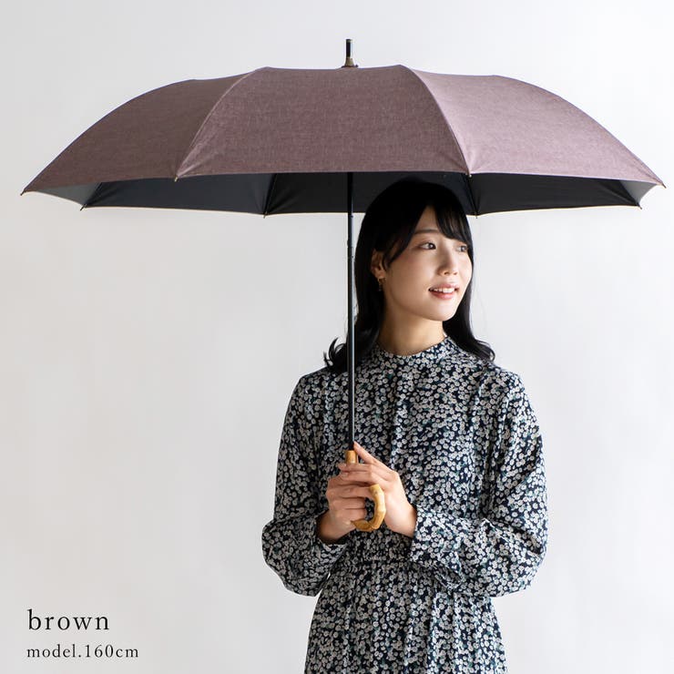 ブラウン | 晴雨兼用ショートワイド傘（ダンガリープリント） | Vita Felice