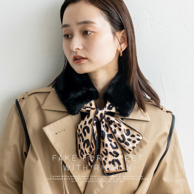 リボン付きフェイクファーティペット | Vita Felice | 詳細画像2 