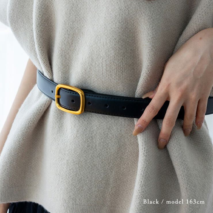 スクエアゴールドバックル本革ベルト | Vita Felice | 詳細画像4 